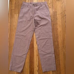 Dries Van Noten Mauve Straight-Leg Pants cotton linen